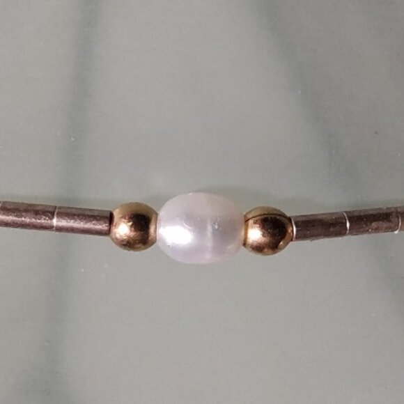 Pearl + Silver Metallic Beads Anklet - Picture 3 of 5